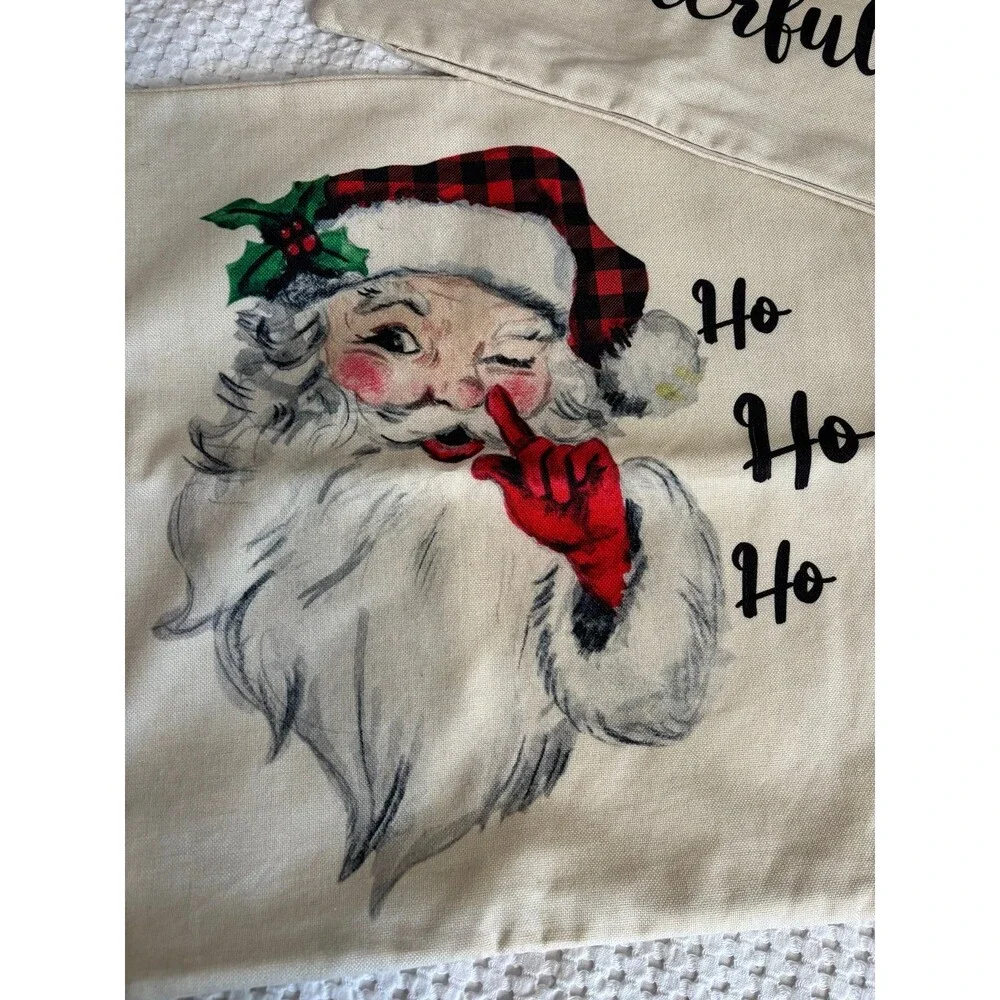 Christmas Pillow Covers Santa Red truck zipper closure set of 2 farmhouse
